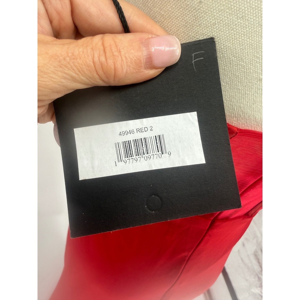 NWT Ieena for Mac Duggal Red Rosette Strapless Gown Corset Back Maxi Dress Sz 2 - Picture 7 of 9